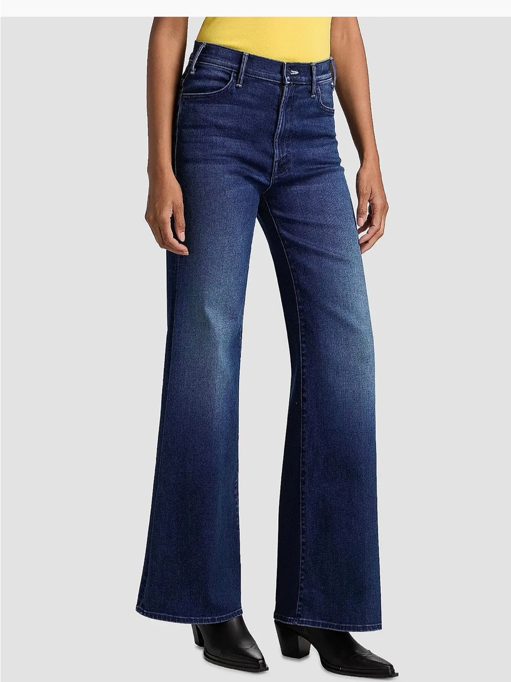 MOTHER The Hustler Roller Sneak Wide Leg Jeans Blue Waist 29